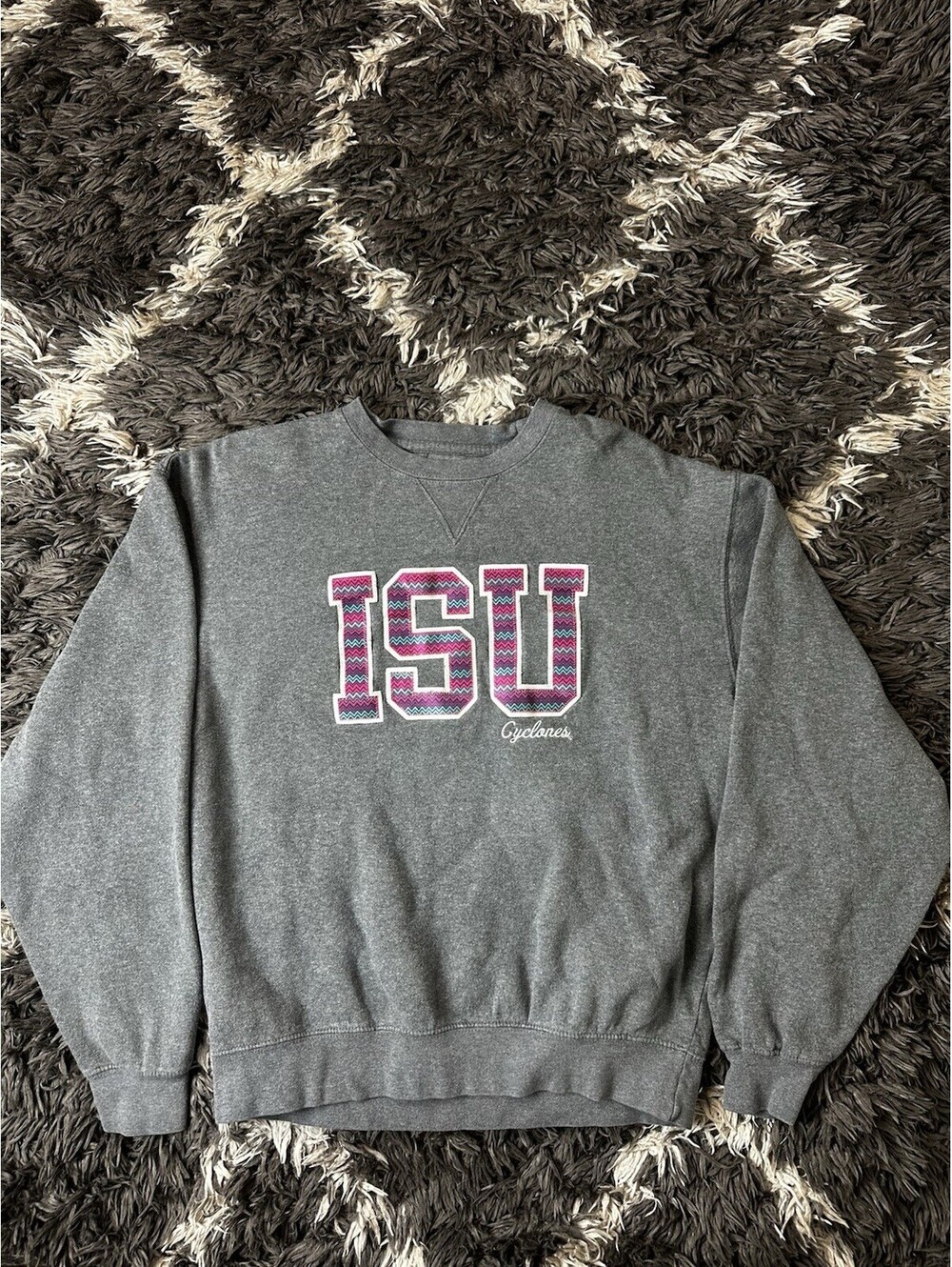 Vintage Gear Big Cotton ISU Cyclones Sweatshirt Mens Small Gray Embroidered